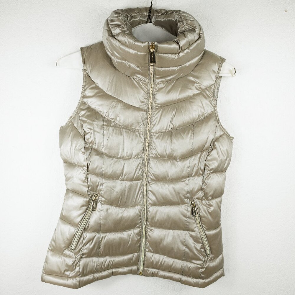 Calvin Klein Women's Puffer Vest Small Champagne Gold New